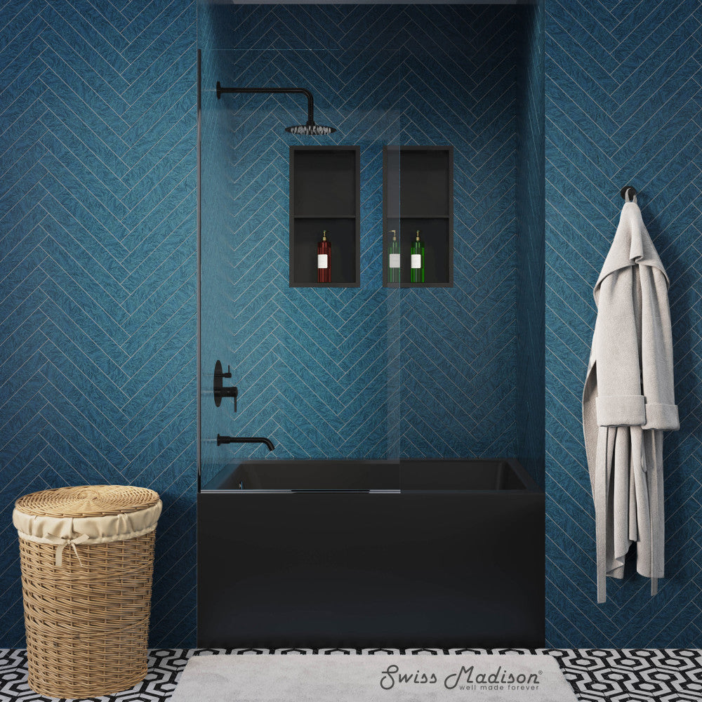 Swiss Madison Voltaire 48" x 32" Left-Hand Drain Alcove Bathtub with Apron in Matte Black