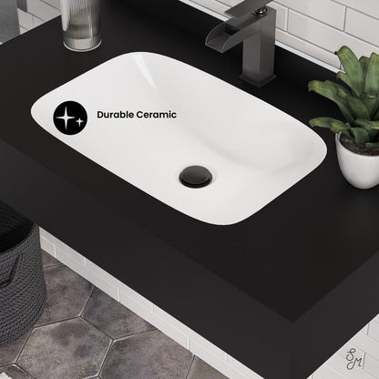 Swiss Madison Avancer 36'' Wall Mount Sink In Black Marquina