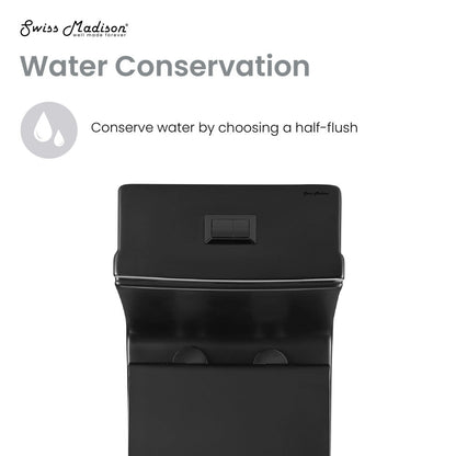 Swiss Madison Concorde One Piece Square Toilet Dual Flush in Matte Black, Black Hardware 1.1/1.6 gpf