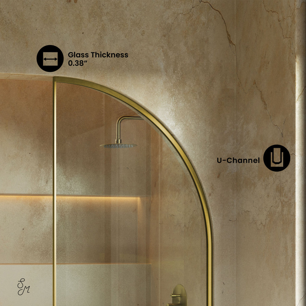 Swiss Madison Demi 34 x 58 Framed Fixed 3/8 in. (10mm) Clear Tempered Glass Tub Door with Gold Brushed Frame