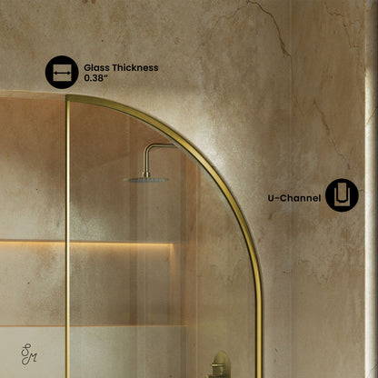Swiss Madison Demi 34 x 58 Framed Fixed 3/8 in. (10mm) Clear Tempered Glass Tub Door with Gold Brushed Frame