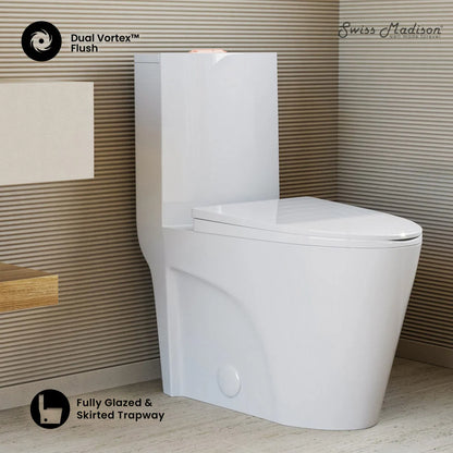 Swiss Madison St. Tropez One Piece Elongated Toilet Dual Vortex™ Flush, Rose Gold Hardware