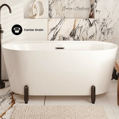 Swiss Madison Monaco 59" Freestanding Bathtub with Matte Black Stand