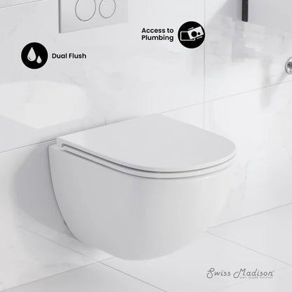 Swiss Madison Swiss Madison Well Made Forever SM-WK449-01W - St. Tropez Wall Hung Toilet Bundle, Glossy White