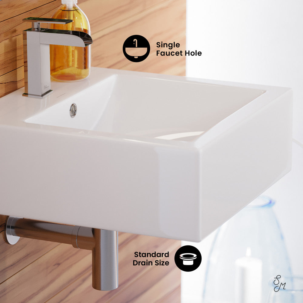 Swiss Madison Voltaire 18 Square Ceramic Wall Mount Sink