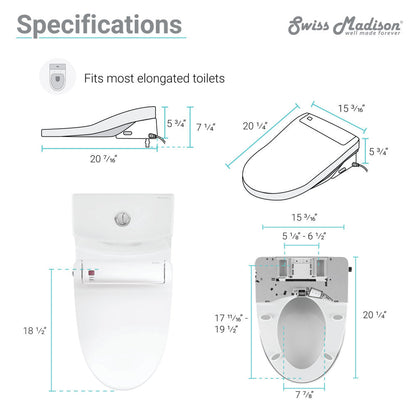 Swiss Madison Virage One-Piece Toilet with Vivante Smart Seat 1.1/1.6 gpf