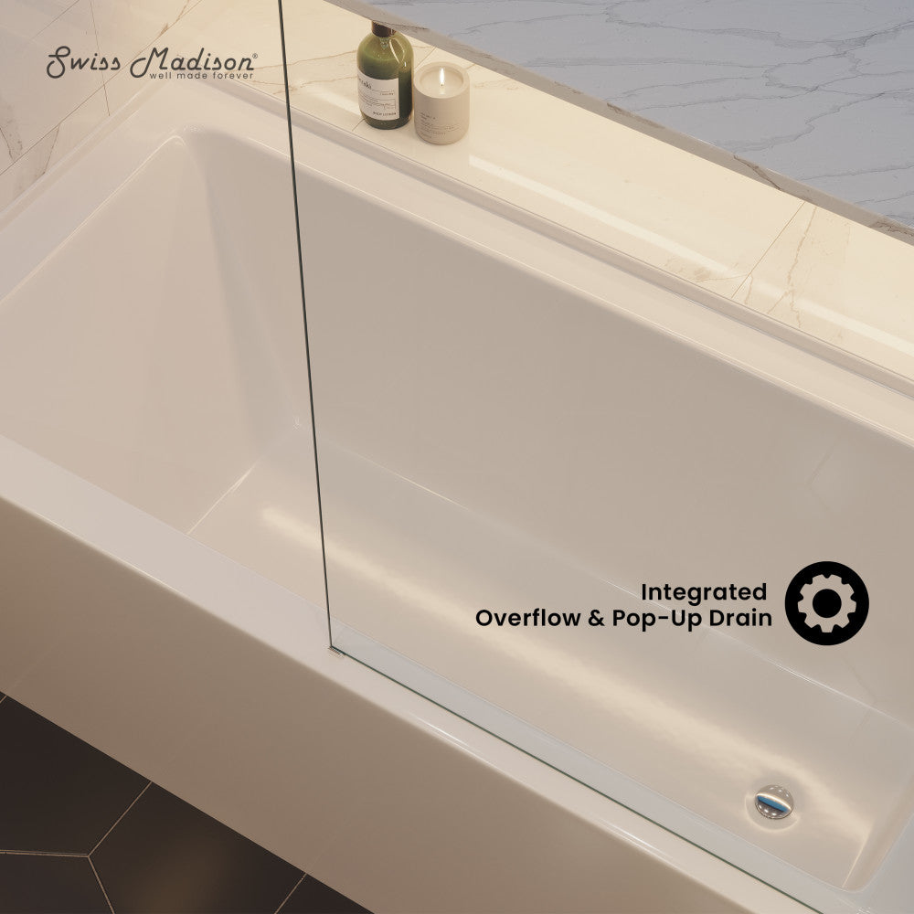 Swiss Madison Voltaire 60 x 30 Skirted Right Drain Soaking Apron Bathtub in Glossy White with Integrated Overflow, Drain Included