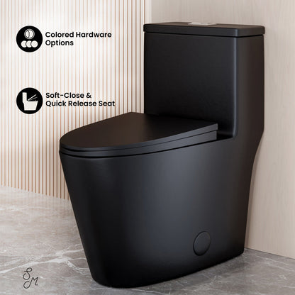Swiss Madison Dreux One Piece Elongated Dual Flush Toilet with 0.95/1.26 GPF in Matte Black