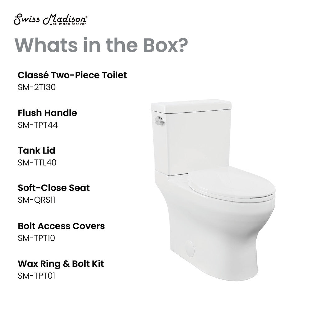 Swiss Madison Classe Two-Piece Elongated Left Side Flush Handle Toilet 1.28 gpf