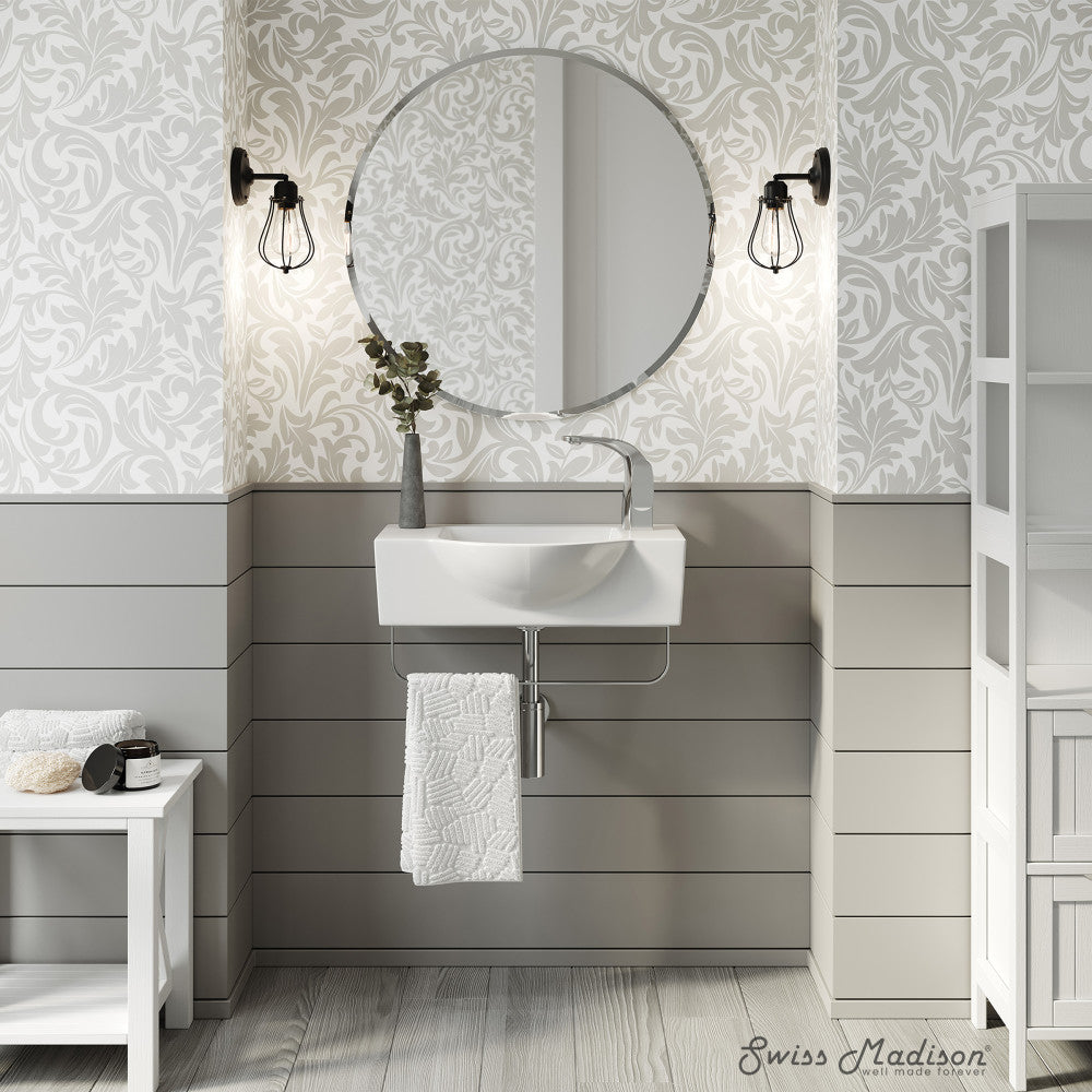 Swiss Madison Chateau 21.5" Right Side Faucet Wall-Mount Bathroom Sink with Chrome Towel Bar