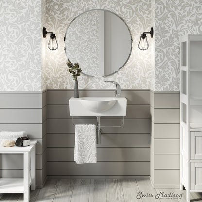 Swiss Madison Chateau 21.5" Right Side Faucet Wall-Mount Bathroom Sink with Chrome Towel Bar