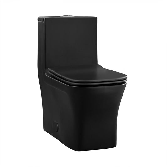 Swiss Madison Concorde One-Piece 12" Rough-in 1.1/1.6 GPF Dual Top Flush Square Toilet in Matte Black