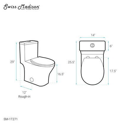 Swiss Madison Sublime III One-Piece Round Toilet Vortex™ Dual-Flush 0.95/1.26 gpf
