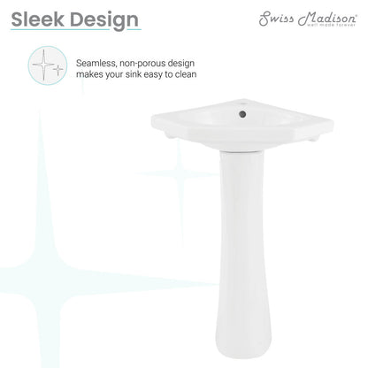 Swiss Madison St.Tropez Corner Two-Piece Pedestal Sink