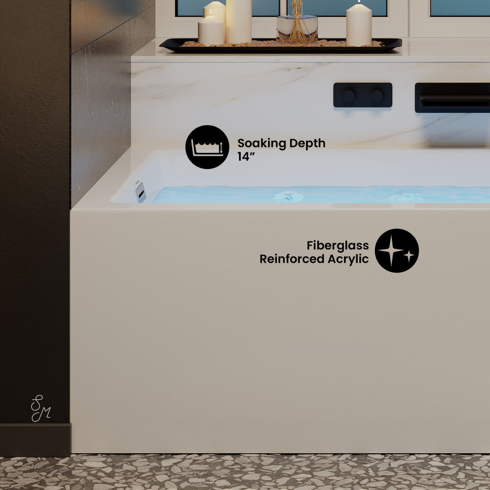Swiss Madison Avancer 60" x 36" Left-Hand Drain Rectangular Alcove Whirlpool Bathtub with Apron
