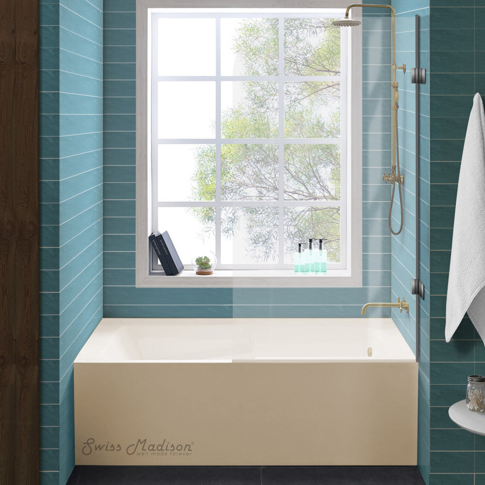 Swiss Madison Voltaire 60" x 32" Right-Hand Drain Alcove Bathtub with Apron in Bisque
