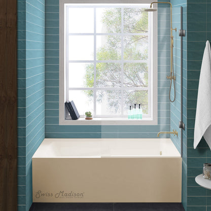 Swiss Madison Voltaire 60" x 32" Right-Hand Drain Alcove Bathtub with Apron in Bisque