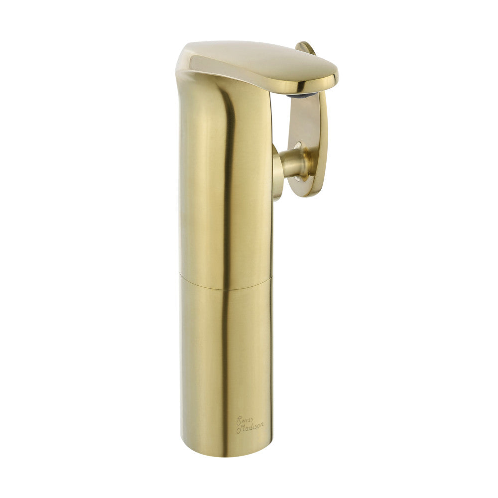 Swiss Madison Chateau Single Hole, Single-Handle, High Arc Bathroom Faucet in Brushed Gold