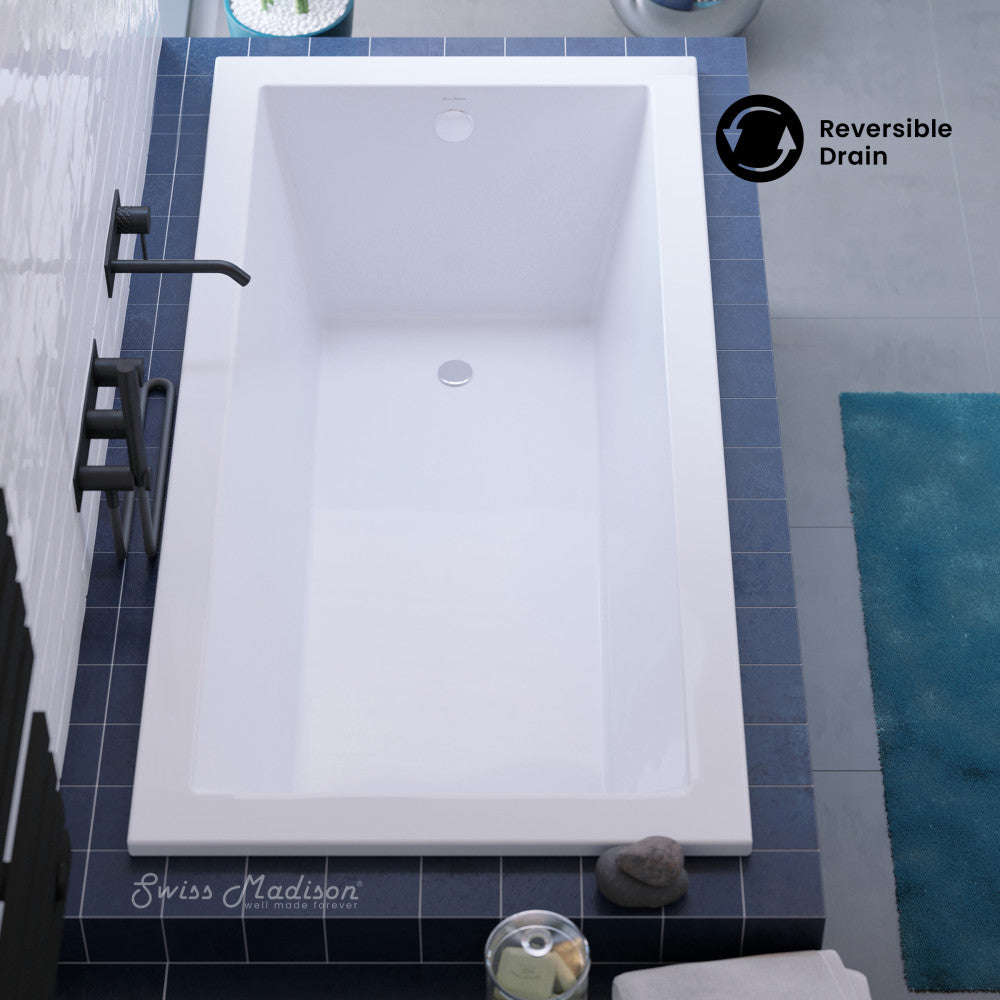 Swiss Madison Voltaire 72" x 36" Reversible Drain Drop-In Bathtub