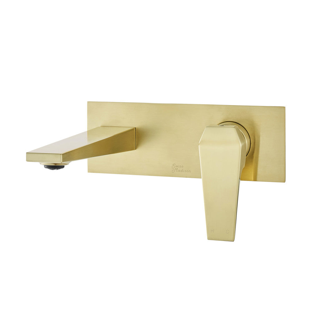 Swiss Madison Voltaire Single-Handle, Wall-Mount, Bathroom Faucet in Brushed Gold