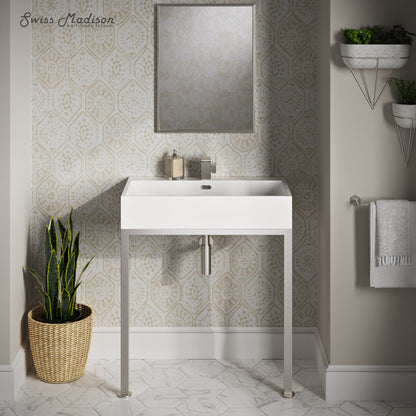 Swiss Madison Concorde 30" Rectangle Console Sink with Matte Silver Legs