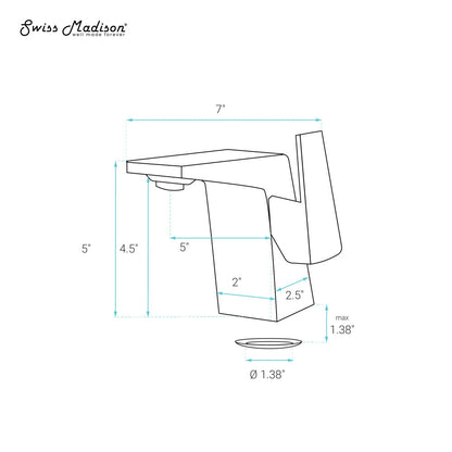 Swiss Madison Carre Single Hole, Single-Handle, Bathroom Faucet in Chrome
