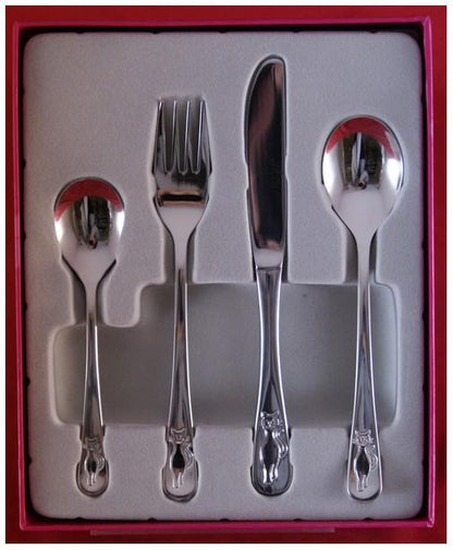 Gerlach CAT Children 4 Piece 18/10 Stainless Steel Flatware Set