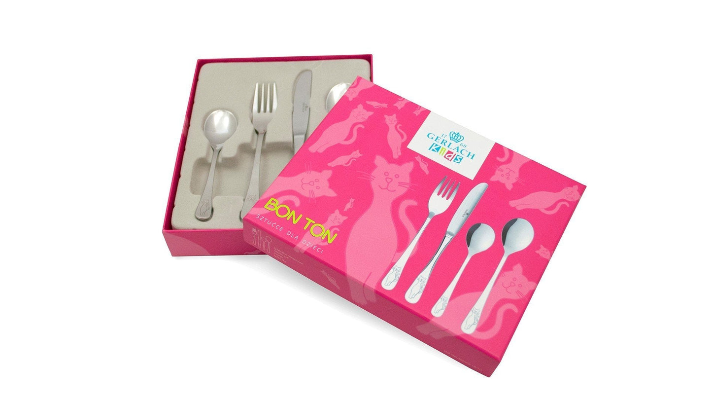 Gerlach CAT Children 4 Piece 18/10 Stainless Steel Flatware Set