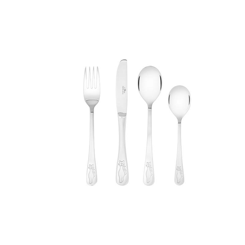 Gerlach CAT Children 4 Piece 18/10 Stainless Steel Flatware Set