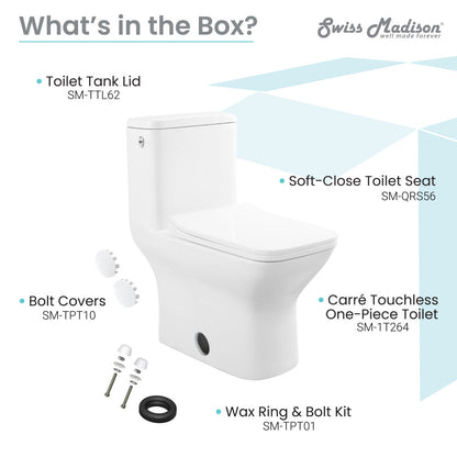 Swiss Madison Carre One-Piece Square Toilet Dual-Flush 1.1/1.6 gpf, Touchless