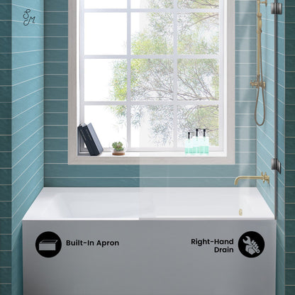 Swiss Madison Voltaire 60" x 30" Right-Hand Drain Alcove Bathtub with Apron and Armrest