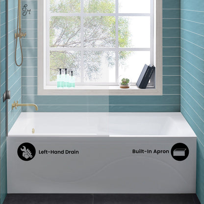 Swiss Madison Ivy 60" x 30" Left-Hand Drain Alcove Bathtub with Apron