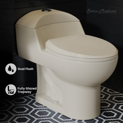 Swiss Madison Chateau One-Piece Elongated Dual-Flush Toilet in Bisque 1.1/1.6 gpf