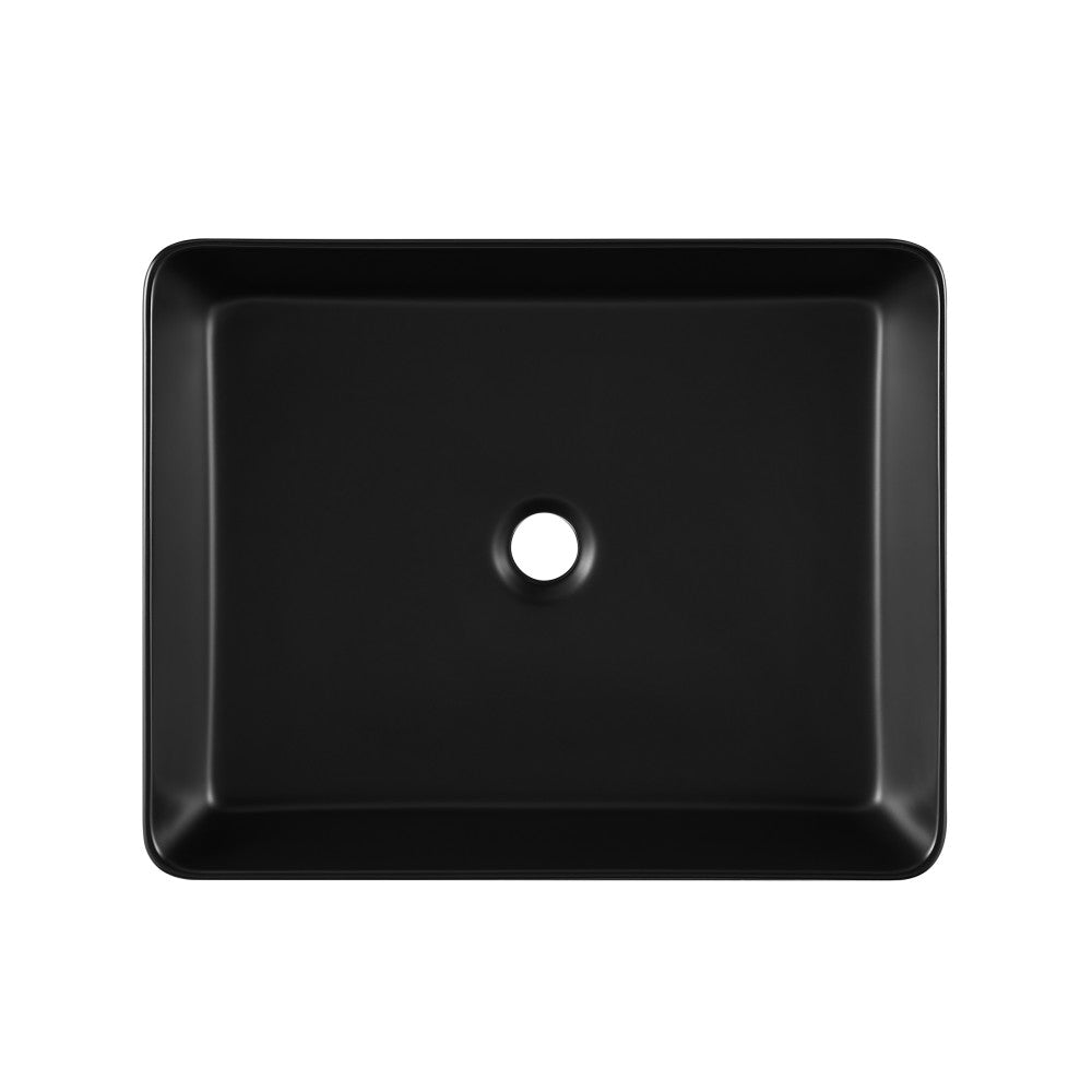 Swiss Madison Concorde Rectangle Ceramic Vessel Sink, Matte Black