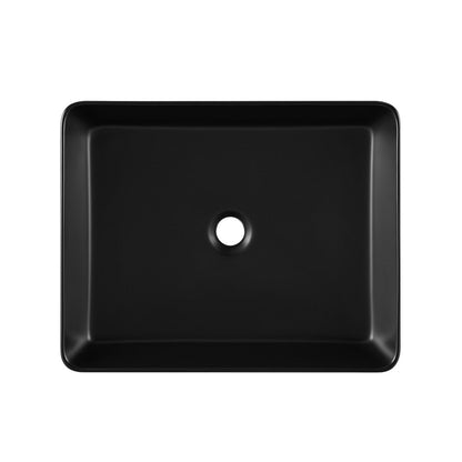 Swiss Madison Concorde Rectangle Ceramic Vessel Sink, Matte Black