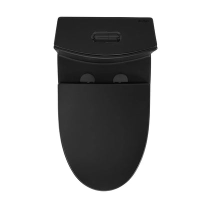 Swiss Madison St. Tropez One Piece Elongated Toilet Dual Vortex™ Flush in Matte Black, Black Hardware 1.1/1.6 gpf