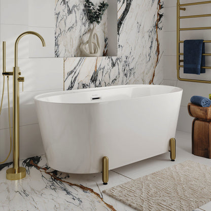 Swiss Madison Monaco 59" Freestanding Bathtub with Brushed Gold Stand