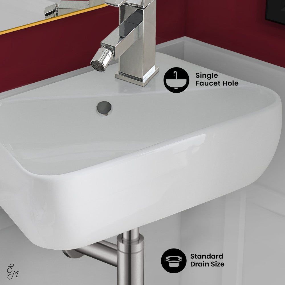 Swiss Madison Plaisir 18 x 11 Ceramic Wall Hung Sink with Right Side Faucet Mount