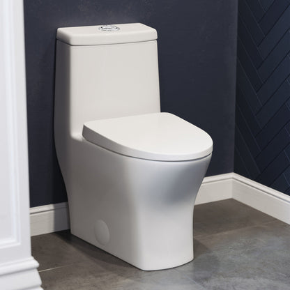 Swiss Madison Sublime II One-Piece 12" Rough-in 1.1/1.6 GPF Dual Top Flush Round Compact Toilet in Glossy White