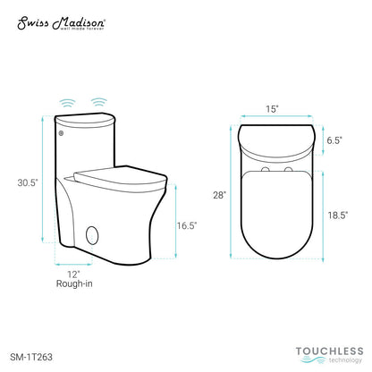 Swiss Madison Monaco One-Piece Elongated Toilet Dual-Flush 1.1/1.6 gpf, Touchless