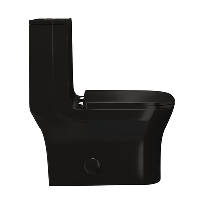 Swiss Madison Concorde One Piece Square Toilet Dual Flush in Glossy Black 1.1/1.6 gpf