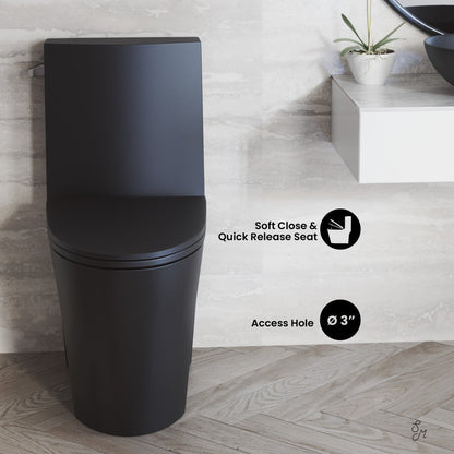 Swiss Madison St. Tropez One-Piece Elongated Toilet Left Side Vortex Flush Handle in Matte Black 1.28 gpf