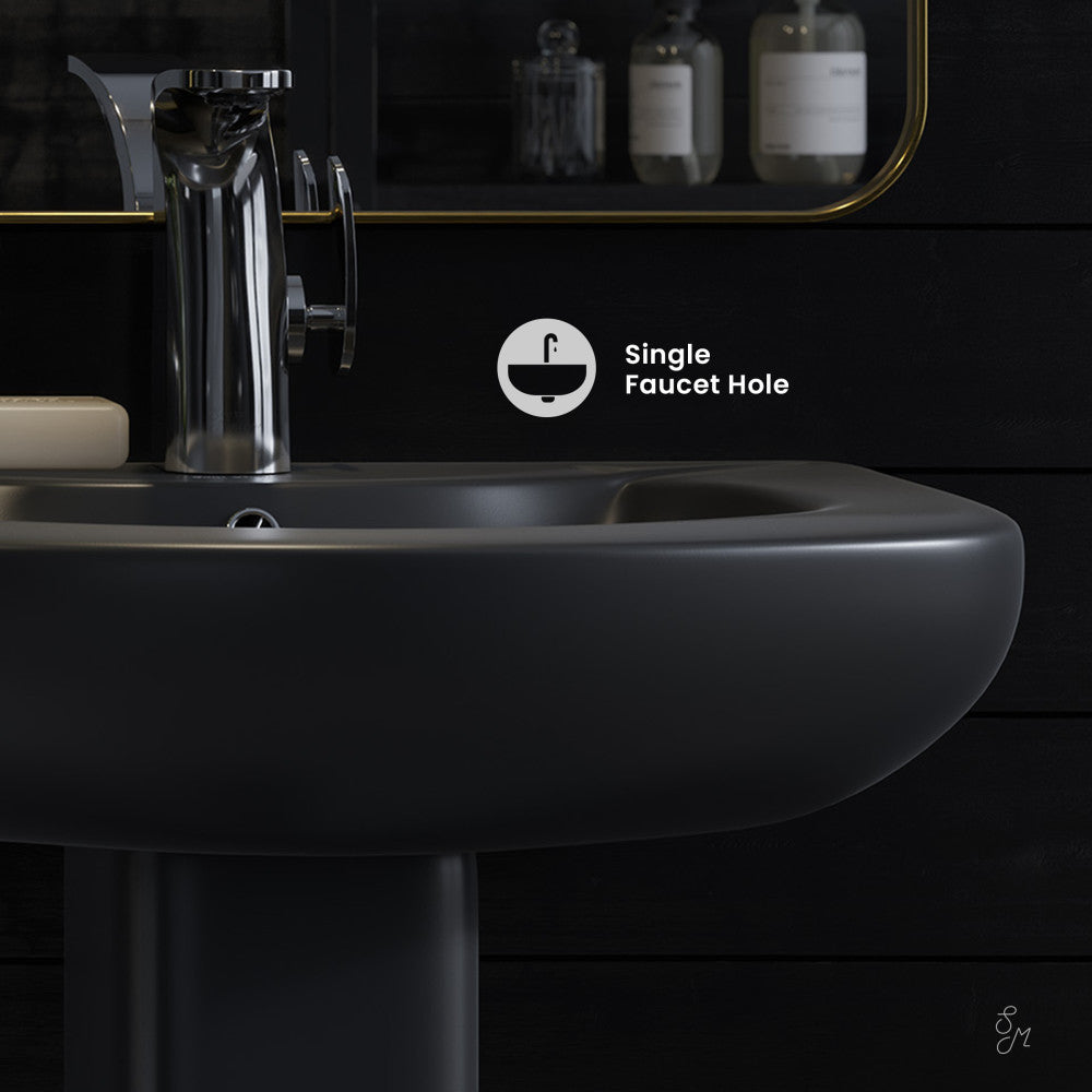 Swiss Madison Chateau Two-Piece Round Pedestal Sink in Matte Black