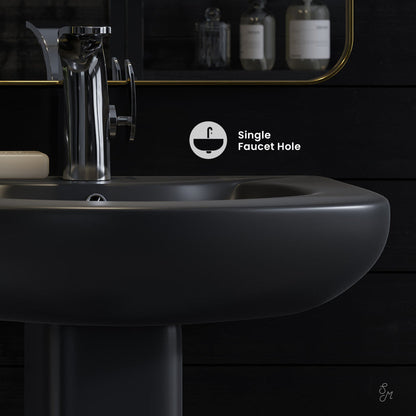 Swiss Madison Chateau Two-Piece Round Pedestal Sink in Matte Black