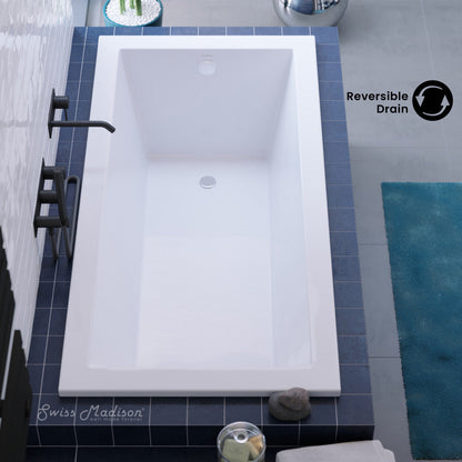 Swiss Madison Voltaire 60" x 30" Reversible Drain Drop-In Bathtub