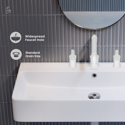 Swiss Madison Carre 36" Wall-Mount Bathroom Sink with 8" Widespread Holes