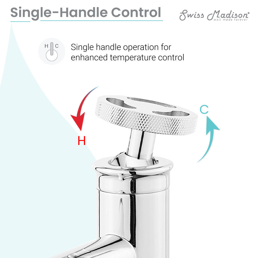 Swiss Madison Avallon Single Hole, Single-Handle Wheel, High Arc Bathroom Faucet in Chrome
