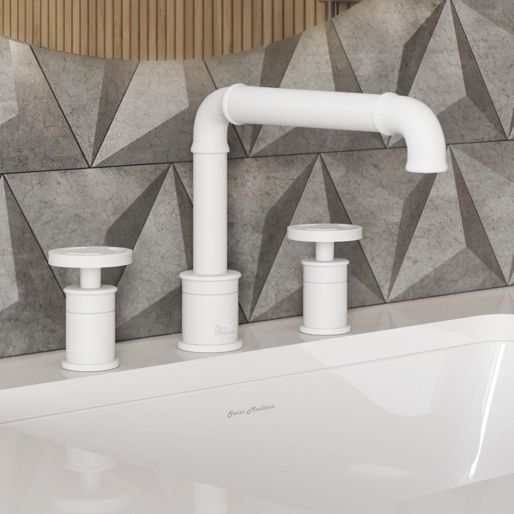 Swiss Madison Avallon 8 in. Widespread, 2-Handle Wheel, Bathroom Faucet in Matte White