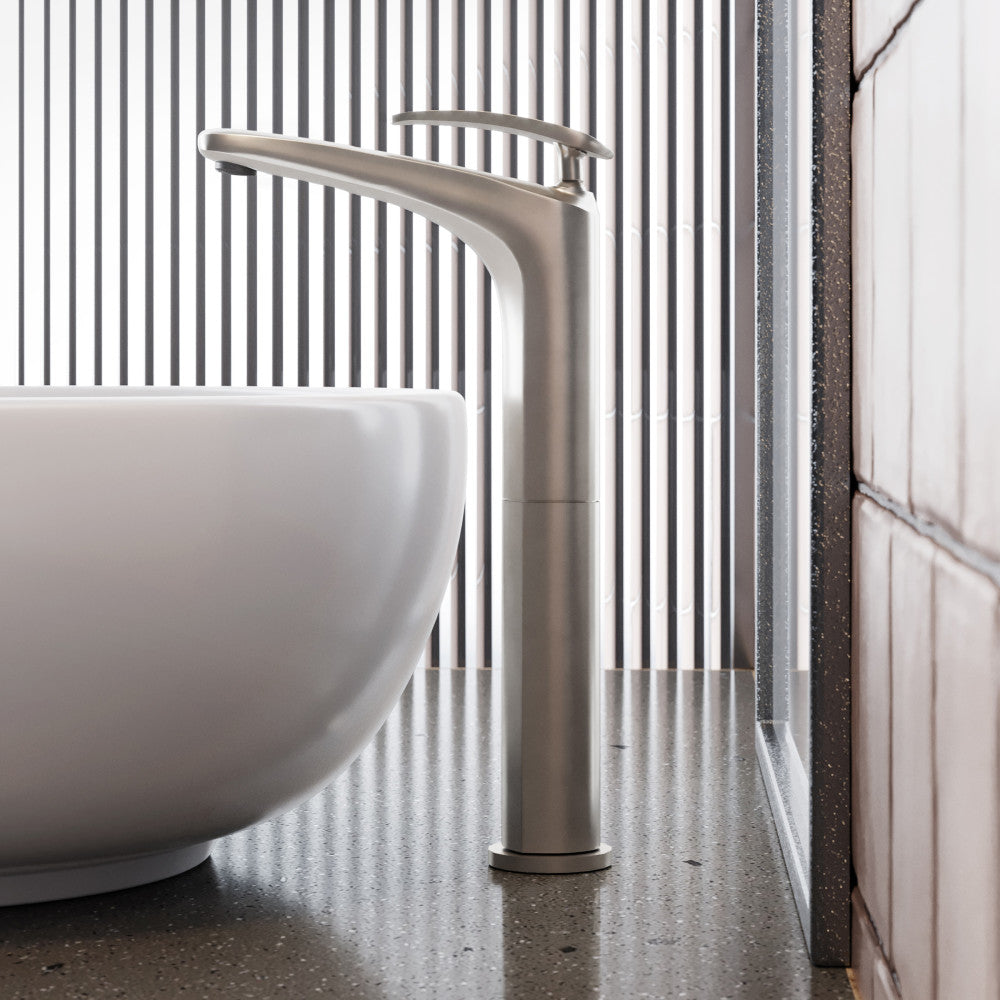 Swiss Madison Sublime Single Hole, Single-Handle, High Arc Bathroom Faucet in Brushed Nickel