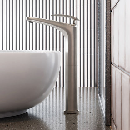 Swiss Madison Sublime Single Hole, Single-Handle, High Arc Bathroom Faucet in Brushed Nickel